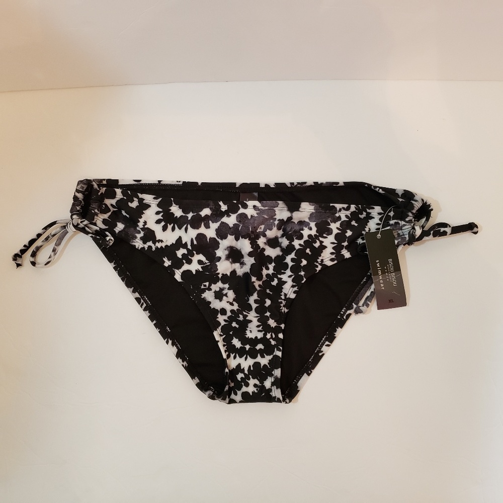 *CLEARANCE* Bisou Bisou Michele Bohbot Bikini Bottoms Swimwear Black & White XL